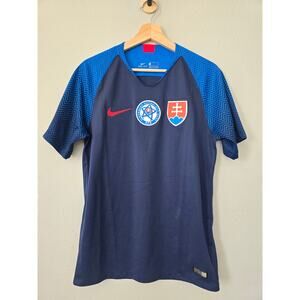 Nike Slovakia Away Jersey 2018 Navy Blue Zigzag Dri-FIT Men's Size S Soccer Core